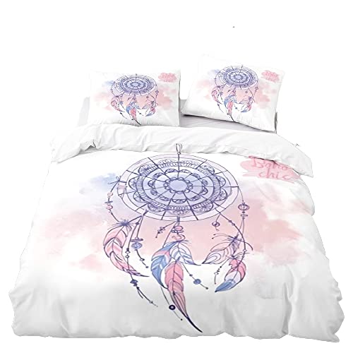 Sticker Superb. Juego de Cama Funda Nórdica Microfibra Atrapasueños, 3 Piezas, Funda Nórdica 200 x 200 cm con Cremallera + 2 Funda de Almohada 50 x 75 cm (Blanco A,Cama 105 (200 x 200 cm))