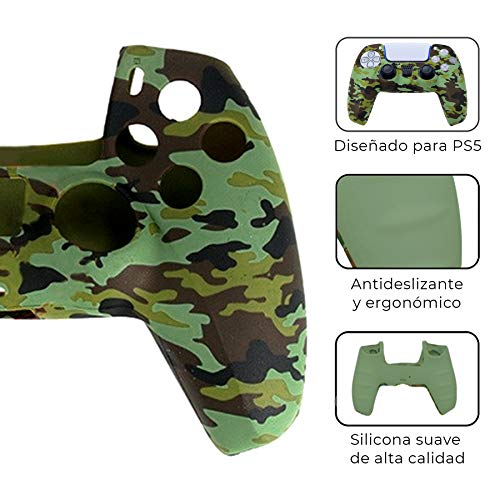 Stockpiler - Funda Mando PS5 Accesorios - Funda Silicona Mando PS5 - Carcasa Mando PS5 Camuflaje Militar (Verde Militar)