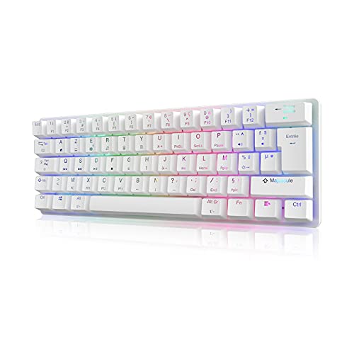 STOGA Teclado mecánico para juegos 60%, RGB pequeño y compacto de 61 teclas USB-C con cable interruptor marrón Mini teclado de ordenador para juegos/sobremesa,francés diseño - Negro