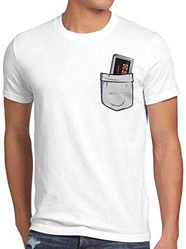 style3 NES Bolsillo Camiseta para Hombre T-Shirt Classic Pocket, Talla:L, Color:Blanco