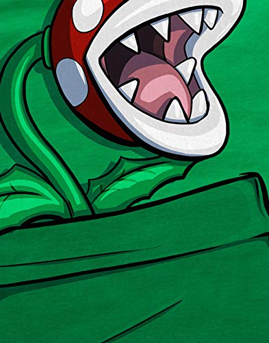 style3 Planta Piraña Bolsillo Camiseta para Niños T-Shirt Pocket Mario Switch SNES, Color:Verde, Talla:128