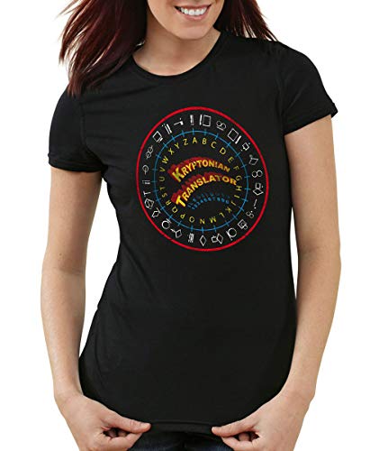 style3 Sheldon Kryptoniana Traductor Camiseta para Mujer T-Shirt Code traducción, Color:Negro, Talla:XXL