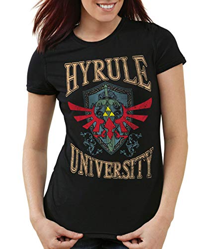 style3 University of Hyrule Camiseta para Mujer T-Shirt, Color:Negro, Talla:S