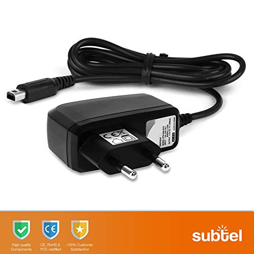 subtel® Cargador 1,1m Compatible con Nintendo DSi/DSi XL / 2DS / 2DS XL / 3DS / 3DS XL, Cable Carga System Connector 5V 1A / 1000mA Fuente de Alimentación Adaptador CA