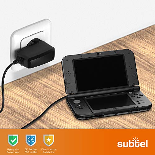 subtel® Cargador 1,1m Compatible con Nintendo DSi/DSi XL / 2DS / 2DS XL / 3DS / 3DS XL, Cable Carga System Connector 5V 1A / 1000mA Fuente de Alimentación Adaptador CA