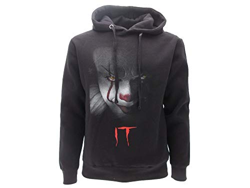 Sudadera con Capucha Negra IT Clown Payaso Cara Sonreír Oficial Stephen King Película 2017 Face Smile (XS - Extra Small)