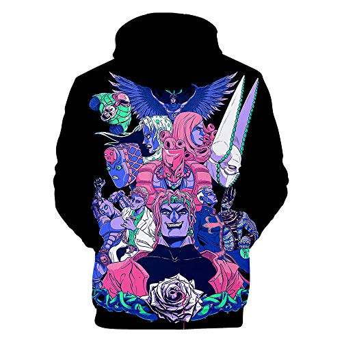 Sudadera con Capucha para Hombre Jojos Bizarre Adventure Comic 3D Full Color Print Top Cosplay Suéter De Manga Larga Casual con Capucha (Adulto, Niño)