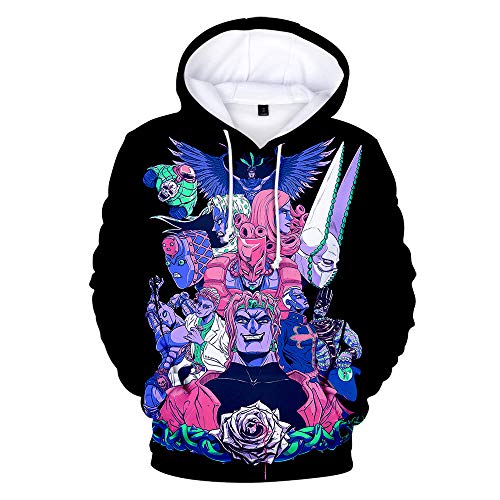 Sudadera con Capucha para Hombre Jojos Bizarre Adventure Comic 3D Full Color Print Top Cosplay Suéter De Manga Larga Casual con Capucha (Adulto, Niño)