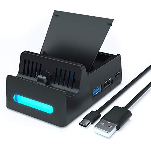 SuMile Switch Dock, Switch Base de Carga Portátil para HDMI TV Adaptador para Switch con interfaz USB 2.0 3.0 Type-C y ranura para tarjeta para almacenar 4 juegos
