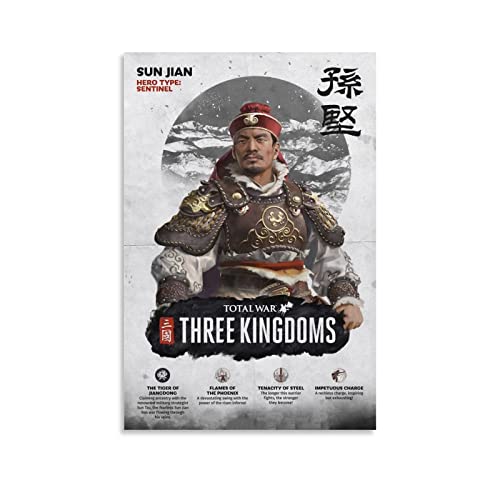Sun Jian Total War Three Kingdoms - Póster de lienzo y arte de pared (60 x 90 cm)