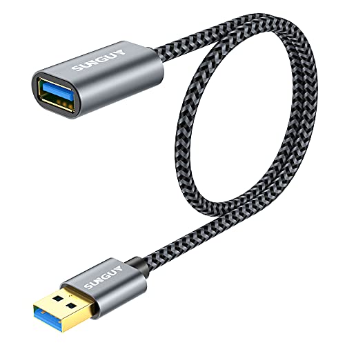 SUNGUY Cable Alargador USB 3.0, 0.5m USB A Macho A Hembra Cable Extension 5 Gbps para Impresora,Ratón,Teclado,Hub,Pendrive,Mando de PS3,VR Gafas,Disco Externo - Gris
