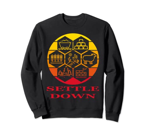 Sunset Wood Sheep Wheat Ore Settle Down Settlers Juego de mesa Sudadera