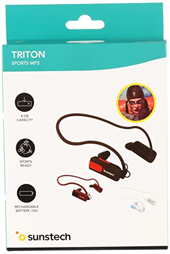 Sunstech TRITON4GBRED - Reproductor de MP3 de 4 GB (resistente al agua, con almohadillas) rojo