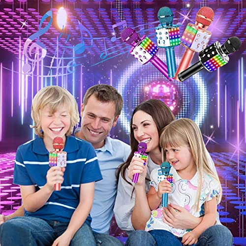 SunTop Micrófono Karaoke Bluetooth, Microfono Inalámbrico Karaoke, Portátil con Altavoz y Luces LED, Reproductor KTV doméstico con función de grabación