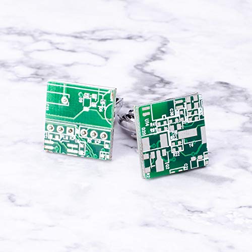 SuoSuo GWTRY Botón de la Placa de Circuito Verde Novedad del Ordenador del Friki del Ordenador Gemelos Manguito for el Regalo de cumpleaños Unisex de la Camisa del Negocio del Partido Creativo