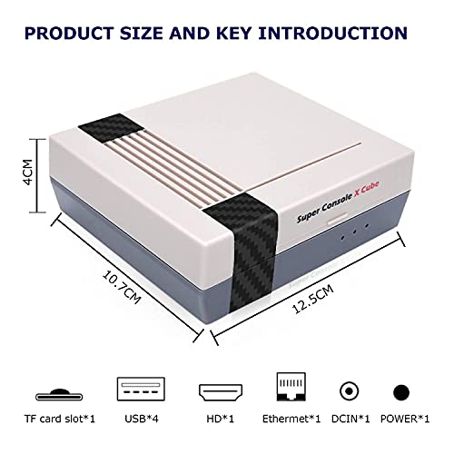 Super Console X Cube - Consola de videojuegos de 256 GB, inalámbrico, retro, 50 emuladores incorporados y 50.000 juegos, salida 4K TV HD/AV, doble controlador con 2 gamepads para PSP/PS1/NES/DC/N64