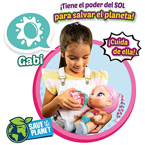 Super Cute - Super Cute Muñeca Superheroína Gabi con biberón, ropa reversible y accesorios Muñeca interactiva con luz y sonidos Muñecas niñas niños 3 años Muñecas bebé recién nacido (85392)