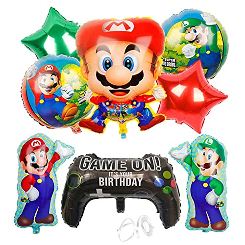 Super Mario Bros Balloons Mario - Juego de 9 accesorios para fiesta de cumpleaños infantil