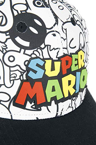 Super Mario Gorra Nintendo Villains, Negro-Blanco, Talla única para Hombre