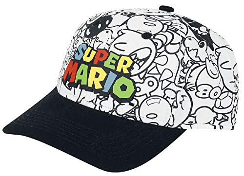 Super Mario Gorra Nintendo Villains, Negro-Blanco, Talla única para Hombre