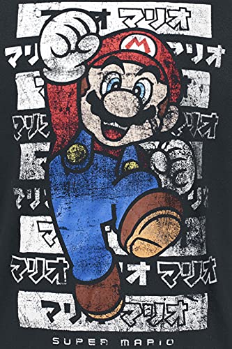 Super Mario Mario - Kanto Hombre Camiseta Negro M, 100% algodón, Vintage Regular