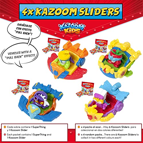 SuperThings Kazoom Kids – Spike Roller y Pack Sorpresa 16 Sets | Contiene Spike Roller, 10 Sobres One Pack, 4 Kazoom Sliders y 2 Kazoom Kids | Juguetes y Regalos para Niños Cumpleaños