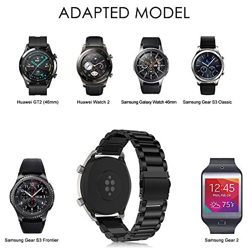 Supore Correa Compatible con Huawei Watch GT2 46mm/Watch GT 46mm/Watch GT Active/Watch 2 Pro/Honor Watch Magic/Galaxy Watch 46mm/Gear S3/Gear 2, Correa de Repuesto de Acero Inoxidable de 22 mm