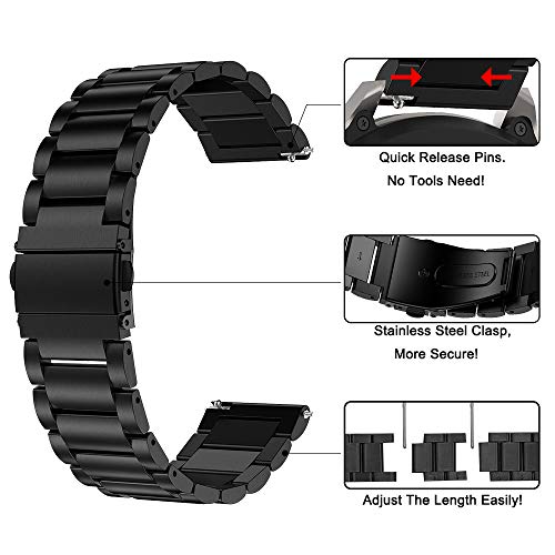 Supore Correa Compatible con Huawei Watch GT2 46mm/Watch GT 46mm/Watch GT Active/Watch 2 Pro/Honor Watch Magic/Galaxy Watch 46mm/Gear S3/Gear 2, Correa de Repuesto de Acero Inoxidable de 22 mm