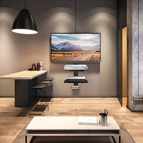 Suptek Soporte de Pared para 2 estantes flotantes(Vidrio Templado) de DVD/Cajas de Cable/Consolas de Juegos/Accesorios de TV, Negro CS202