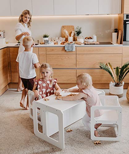 Sweet Home from wood Juego de mesa de juego para niños de madera | Juego de mesa para niños pequeños | Mesa de aprendizaje preescolar | Mesa de destete | Mesa de juego para niños (blanco)
