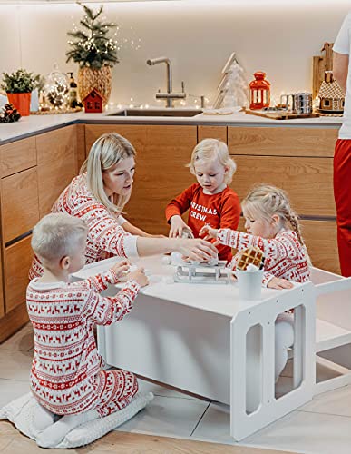 Sweet Home from wood Juego de mesa de juego para niños de madera | Juego de mesa para niños pequeños | Mesa de aprendizaje preescolar | Mesa de destete | Mesa de juego para niños (blanco)