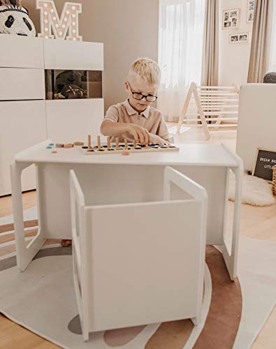 Sweet Home from wood Juego de mesa de juego para niños de madera | Juego de mesa para niños pequeños | Mesa de aprendizaje preescolar | Mesa de destete | Mesa de juego para niños (blanco)