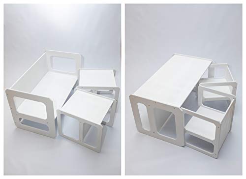 Sweet Home from wood Juego de mesa de juego para niños de madera | Juego de mesa para niños pequeños | Mesa de aprendizaje preescolar | Mesa de destete | Mesa de juego para niños (blanco)