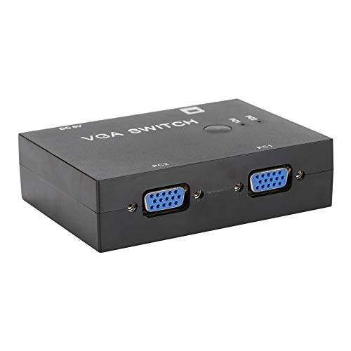 Switch VGA 2 Port Box, VGA Splitter Accesorio para computadora 2-In-1-Out 2 Port Switcher Accesorios de pantalla HD para Host Switch Two Way VGA Vedio Switch para PC TV Monitor