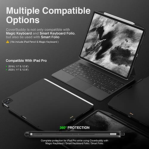 SwitchEasy CoverBuddy [2021 Upgrade] Funda para iPad Pro de 11 inch 2020 (2ª generación) & 2018, [compatible con Apple Pencil Charging], compatible con teclado mágico, Smart Folio (Black)