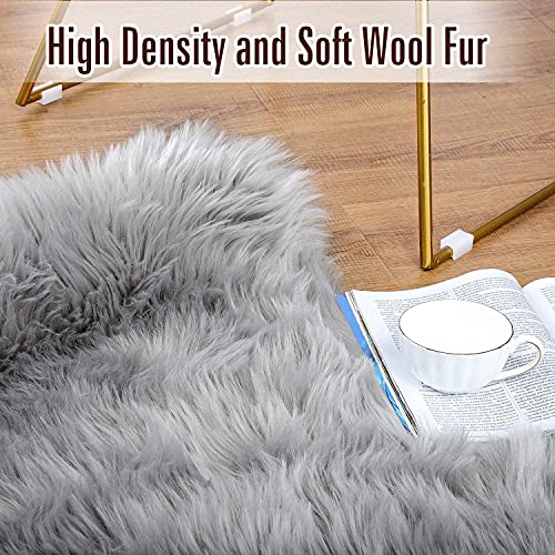 SXYHKJ Piel de Cordero Oveja/Alfombra de imitación de Piel de Cordero,imitación mullida Alfombras imitación Piel sintética,para salón Dormitorio baño sofá Silla cojín (Gris, 60 x 90 cm)