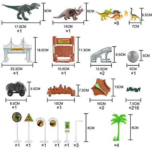 Symiu Dinosaurios Juguetes Niños 3 Años Coches de Juguetes Pista de Coches para Niños con Coche de Dinosaurio 216 Piezas Circuito Magico de Carreras Juegos Educativo Regalos para Niños 3 4 5 6 Años