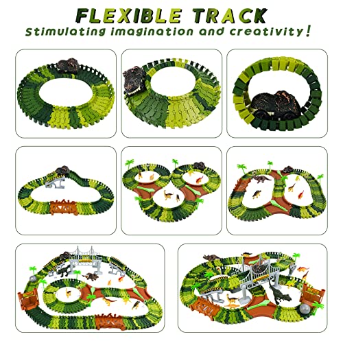 Symiu Dinosaurios Juguetes Niños 3 Años Coches de Juguetes Pista de Coches para Niños con Coche de Dinosaurio 216 Piezas Circuito Magico de Carreras Juegos Educativo Regalos para Niños 3 4 5 6 Años