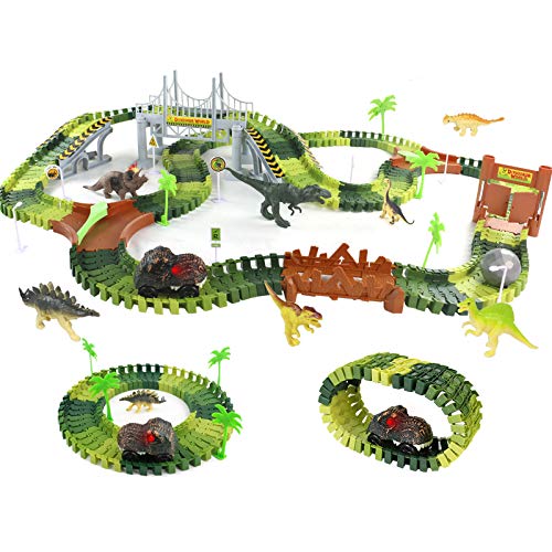Symiu Dinosaurios Juguetes Niños 3 Años Coches de Juguetes Pista de Coches para Niños con Coche de Dinosaurio 216 Piezas Circuito Magico de Carreras Juegos Educativo Regalos para Niños 3 4 5 6 Años