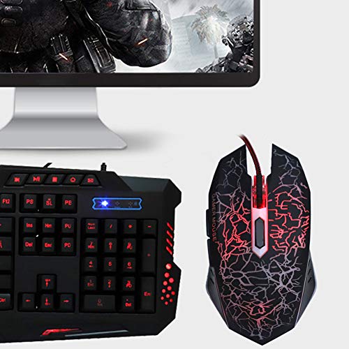 T angxi Ratón para Juegos con Cable de 6 Botones, LED USB con Cable Ratones ergonómicos para Juegos Ajustable 800-2000 dpi Computadora Lapto PC de Escritorio Ratón LED(Negro)