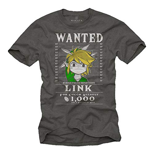 T-Shirt Hombre Manga Corta - Link The Legend - Camiseta Friki Zelda Gamer Hyrule Negra XXXXL