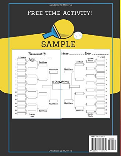 Table Tennis Tournament: Template Sheets For All Sports and Games | 16 Team Single Elimination | Double and Triple Elimination Blank Tournament Brackets