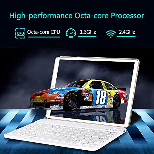 Tablet 10 Pulgadas, YOTOPT Android 10.0 Tablet PC con SIM, Processor SC9863 Octa-Core 1.6Ghz, 4GB RAM, 64GB ROM, 128GB Expandible, WiFi, GPS, Bluetooth 4.2, Type-C, Gold