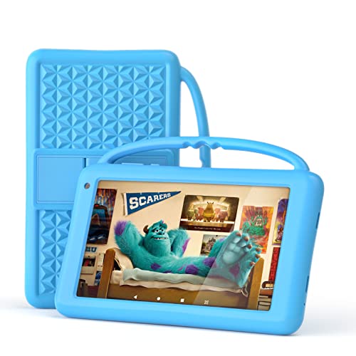Tablet Niños 7 Pulgadas Android 10.0 Pie Pantalla IPS HD WiFi QuadCore Tablet PC para Niños - Certificación GMS 2GB + 32GB Funda Silicona Portátil Mano Regalo Cumpleaños para Niños(Blue)