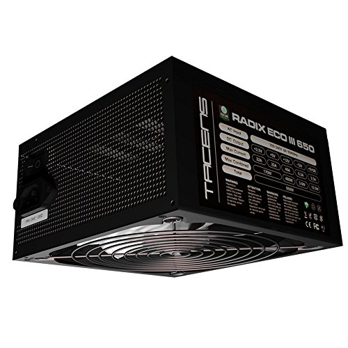 Tacens RADIX ECO III, Fuente PC 650W, ATX, 12v, 10dB, +87% eficiencia, negro