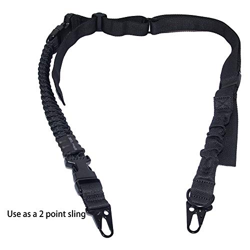 Tactical Element Eslinga de 2 a 1 Puntos Cabestrillo Paracord Convertible Ajuste rápido Eslinga elástica táctica para Disparos de Caza