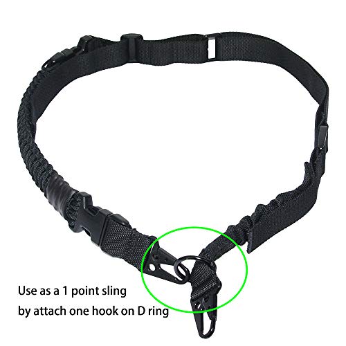 Tactical Element Eslinga de 2 a 1 Puntos Cabestrillo Paracord Convertible Ajuste rápido Eslinga elástica táctica para Disparos de Caza