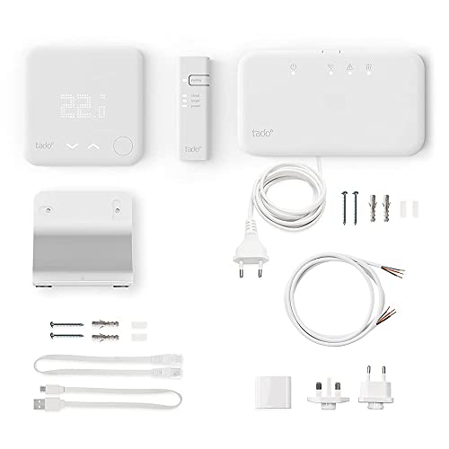 tado° Kit de Inicio - Termostato Inteligente Inalámbrico V3+ Base ad hoc incluida – Control inteligente de calefacción, Designed in Germany, trabaja con Alexa, Siri & Asistente de Google