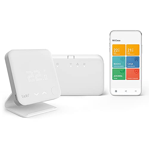 tado° Kit de Inicio - Termostato Inteligente Inalámbrico V3+ Base ad hoc incluida – Control inteligente de calefacción, Designed in Germany, trabaja con Alexa, Siri & Asistente de Google