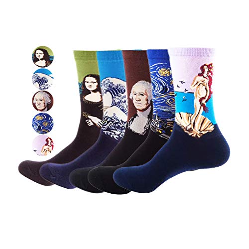 Taicse Calcetines Hombres Divertidos pares Calcetines de Algodón Hombre y Mujer Arte Retro Pinturas Famosas Calcetines